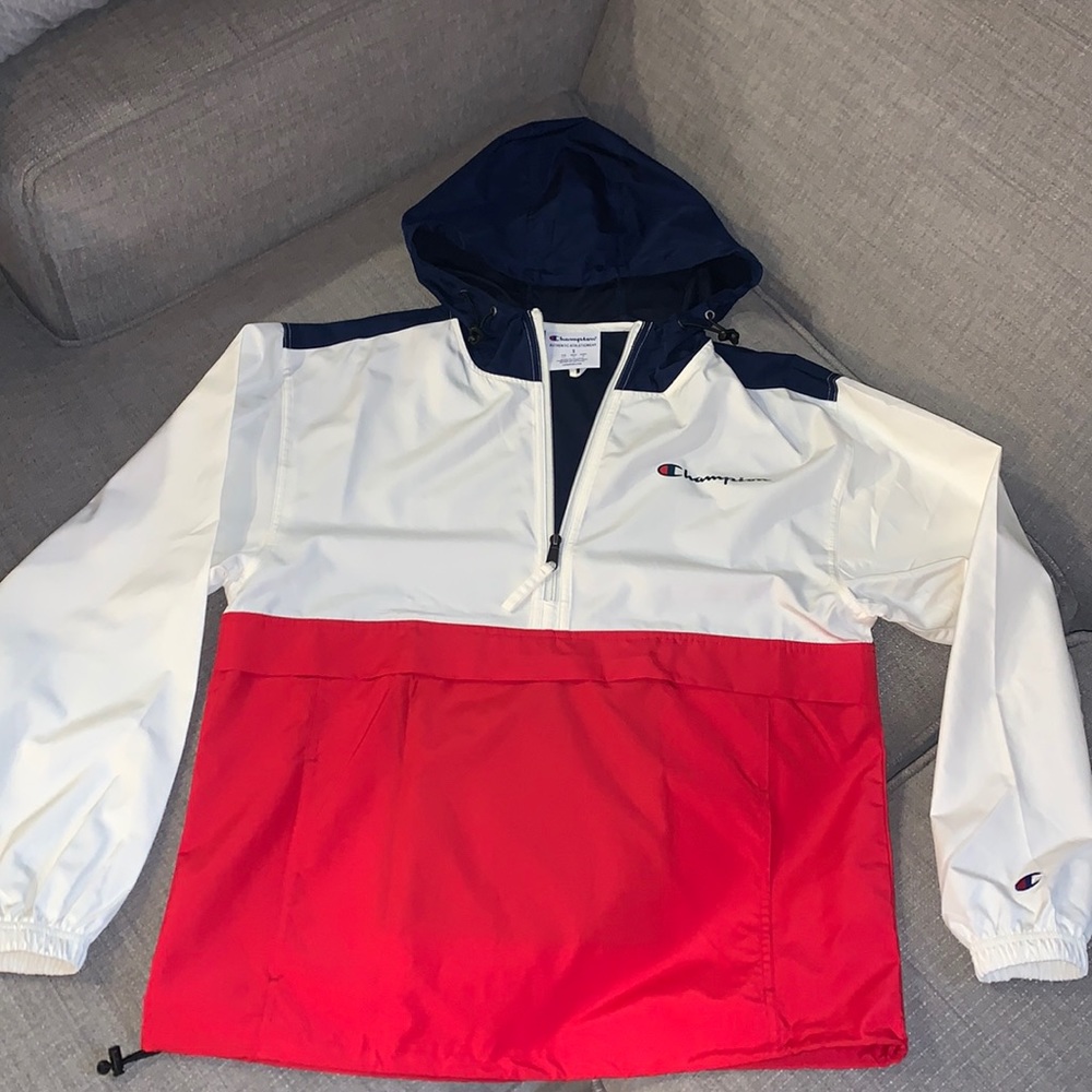 Champion color blocked packable windbreaker jacket